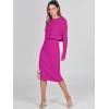 imageANRABESS Womens 2 Piece Outfits Sweater Dresses Set Midi Skirt Sets Long Sleeve Crop Top Bodycon Ribbed Knit Dress 2024 FallHot Pink