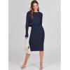 imageANRABESS Womens 2 Piece Outfits Sweater Dresses Set Midi Skirt Sets Long Sleeve Crop Top Bodycon Ribbed Knit Dress 2024 FallNavy Blue