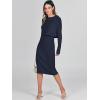 imageANRABESS Womens 2 Piece Outfits Sweater Dresses Set Midi Skirt Sets Long Sleeve Crop Top Bodycon Ribbed Knit Dress 2024 FallNavy Blue