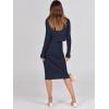 imageANRABESS Womens 2 Piece Outfits Sweater Dresses Set Midi Skirt Sets Long Sleeve Crop Top Bodycon Ribbed Knit Dress 2024 FallNavy Blue