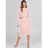 imageANRABESS Womens 2 Piece Outfits Sweater Dresses Set Midi Skirt Sets Long Sleeve Crop Top Bodycon Ribbed Knit Dress 2024 FallPink
