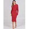 imageANRABESS Womens 2 Piece Outfits Sweater Dresses Set Midi Skirt Sets Long Sleeve Crop Top Bodycon Ribbed Knit Dress 2024 FallRed