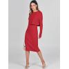 imageANRABESS Womens 2 Piece Outfits Sweater Dresses Set Midi Skirt Sets Long Sleeve Crop Top Bodycon Ribbed Knit Dress 2024 FallRed