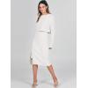imageANRABESS Womens 2 Piece Outfits Sweater Dresses Set Midi Skirt Sets Long Sleeve Crop Top Bodycon Ribbed Knit Dress 2024 FallWhite