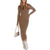 imageANRABESS Women Long Sleeve Crewneck Sweater Dress Ribbed Knit Stretch Slim Fit Bodycon Midi Dresses Fall Fashion OutfitsBrown