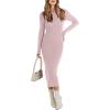imageANRABESS Women Long Sleeve Crewneck Sweater Dress Ribbed Knit Stretch Slim Fit Bodycon Midi Dresses Fall Fashion OutfitsPink