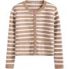 imageANRABESS Women Striped Cardigan Sweaters Button Down Cropped Knit Lady Jackets Coat 2025 Fall Outfits Spring Trendy ClothesApricot White Stripe