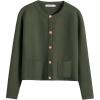 imageANRABESS Women Striped Cardigan Sweaters Button Down Cropped Knit Lady Jackets Coat 2025 Fall Outfits Spring Trendy ClothesArmy Green