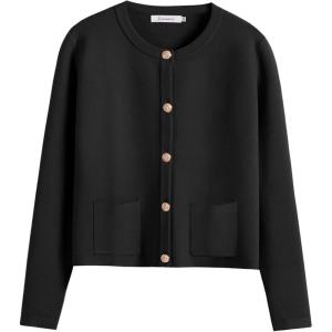 imageANRABESS Women Striped Cardigan Sweaters Button Down Cropped Knit Lady Jackets Coat 2025 Fall Outfits Spring Trendy ClothesBlack
