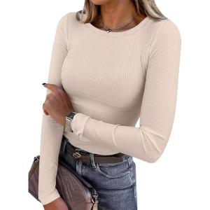 imageANRABESS Women Long Sleeve Crewneck Rib Knit Slim Fit Shirts Basic Tee Tops 2025 Casual TShirt Going Out Workout OutfitsBeige