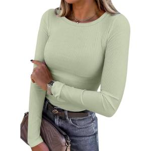 imageANRABESS Women Long Sleeve Crewneck Rib Knit Slim Fit Shirts Basic Tee Tops 2025 Casual TShirt Going Out Workout OutfitsLight Green