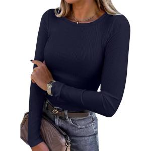imageANRABESS Women Long Sleeve Crewneck Rib Knit Slim Fit Shirts Basic Tee Tops 2025 Casual TShirt Going Out Workout OutfitsNavy Blue