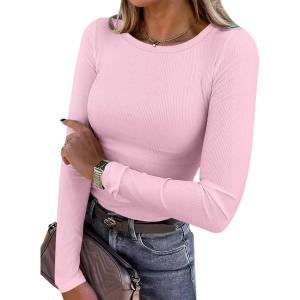 imageANRABESS Women Long Sleeve Crewneck Rib Knit Slim Fit Shirts Basic Tee Tops 2025 Casual TShirt Going Out Workout OutfitsPink