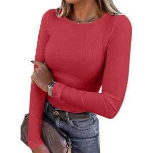 imageANRABESS Women Long Sleeve Crewneck Rib Knit Slim Fit Shirts Basic Tee Tops 2025 Casual TShirt Going Out Workout OutfitsRed