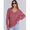 imageANRABESS Long Sleeve Shirts for Women V Neck Casual Fall Tops Loose Fit Lightweight Sweaters Tunic Fashion 2024 ClothesRed