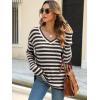 imageANRABESS Long Sleeve Shirts for Women V Neck Casual Fall Tops Loose Fit Lightweight Sweaters Tunic Fashion 2024 ClothesStriped Apricot