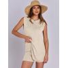 imageANRABESS Women Summer 2 Piece Outfits Sleeveless Knit Sweater Top ampamp Shorts Soft Lounge Sets Travel Beach 2025 Spring ClothesBeige