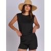 imageANRABESS Women Summer 2 Piece Outfits Sleeveless Knit Sweater Top ampamp Shorts Soft Lounge Sets Travel Beach 2025 Spring ClothesBlack