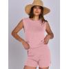 imageANRABESS Women Summer 2 Piece Outfits Sleeveless Knit Sweater Top ampamp Shorts Soft Lounge Sets Travel Beach 2025 Spring ClothesPink