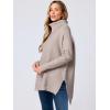 imageANRABESS Womens Oversized Turtleneck Batwing Sleeve Spilt Casual Loose Knit Tunic Pullover Sweater Tops 2025 Fall OutfitsAlmond