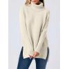 imageANRABESS Womens Oversized Turtleneck Batwing Sleeve Spilt Casual Loose Knit Tunic Pullover Sweater Tops 2025 Fall OutfitsApricot