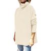 imageANRABESS Womens Oversized Turtleneck Batwing Sleeve Spilt Casual Loose Knit Tunic Pullover Sweater Tops 2025 Fall OutfitsApricot