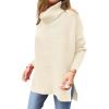 imageANRABESS Womens Oversized Turtleneck Batwing Sleeve Spilt Casual Loose Knit Tunic Pullover Sweater Tops 2025 Fall OutfitsApricot