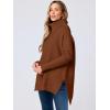imageANRABESS Womens Oversized Turtleneck Batwing Sleeve Spilt Casual Loose Knit Tunic Pullover Sweater Tops 2025 Fall OutfitsAuburn