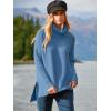 imageANRABESS Womens Oversized Turtleneck Batwing Sleeve Spilt Casual Loose Knit Tunic Pullover Sweater Tops 2025 Fall OutfitsBlue