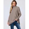 imageANRABESS Womens Oversized Turtleneck Batwing Sleeve Spilt Casual Loose Knit Tunic Pullover Sweater Tops 2025 Fall OutfitsBrown