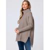 imageANRABESS Womens Oversized Turtleneck Batwing Sleeve Spilt Casual Loose Knit Tunic Pullover Sweater Tops 2025 Fall OutfitsBrown