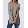 imageANRABESS Womens Oversized Turtleneck Batwing Sleeve Spilt Casual Loose Knit Tunic Pullover Sweater Tops 2025 Fall OutfitsBrown
