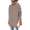 imageANRABESS Womens Oversized Turtleneck Batwing Sleeve Spilt Casual Loose Knit Tunic Pullover Sweater Tops 2025 Fall OutfitsBrown