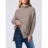 imageANRABESS Womens Oversized Turtleneck Batwing Sleeve Spilt Casual Loose Knit Tunic Pullover Sweater Tops 2025 Fall OutfitsBrown