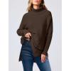 imageANRABESS Womens Oversized Turtleneck Batwing Sleeve Spilt Casual Loose Knit Tunic Pullover Sweater Tops 2025 Fall OutfitsCoffee