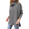 imageANRABESS Womens Oversized Turtleneck Batwing Sleeve Spilt Casual Loose Knit Tunic Pullover Sweater Tops 2025 Fall OutfitsDark Gray