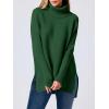 imageANRABESS Womens Oversized Turtleneck Batwing Sleeve Spilt Casual Loose Knit Tunic Pullover Sweater Tops 2025 Fall OutfitsDeep Green