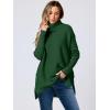 imageANRABESS Womens Oversized Turtleneck Batwing Sleeve Spilt Casual Loose Knit Tunic Pullover Sweater Tops 2025 Fall OutfitsDeep Green