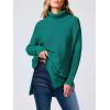 imageANRABESS Womens Oversized Turtleneck Batwing Sleeve Spilt Casual Loose Knit Tunic Pullover Sweater Tops 2025 Fall OutfitsGrass