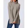 imageANRABESS Womens Oversized Turtleneck Batwing Sleeve Spilt Casual Loose Knit Tunic Pullover Sweater Tops 2025 Fall OutfitsGray