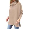 imageANRABESS Womens Oversized Turtleneck Batwing Sleeve Spilt Casual Loose Knit Tunic Pullover Sweater Tops 2025 Fall OutfitsKhaki