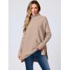 imageANRABESS Womens Oversized Turtleneck Batwing Sleeve Spilt Casual Loose Knit Tunic Pullover Sweater Tops 2025 Fall OutfitsKhaki