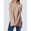 imageANRABESS Womens Oversized Turtleneck Batwing Sleeve Spilt Casual Loose Knit Tunic Pullover Sweater Tops 2025 Fall OutfitsKhaki