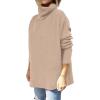 imageANRABESS Womens Oversized Turtleneck Batwing Sleeve Spilt Casual Loose Knit Tunic Pullover Sweater Tops 2025 Fall OutfitsKhaki