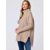 imageANRABESS Womens Oversized Turtleneck Batwing Sleeve Spilt Casual Loose Knit Tunic Pullover Sweater Tops 2025 Fall OutfitsKhaki