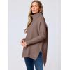 imageANRABESS Womens Oversized Turtleneck Batwing Sleeve Spilt Casual Loose Knit Tunic Pullover Sweater Tops 2025 Fall OutfitsLight Brown