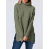imageANRABESS Womens Oversized Turtleneck Batwing Sleeve Spilt Casual Loose Knit Tunic Pullover Sweater Tops 2025 Fall OutfitsOlive