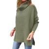 imageANRABESS Womens Oversized Turtleneck Batwing Sleeve Spilt Casual Loose Knit Tunic Pullover Sweater Tops 2025 Fall OutfitsOlive