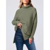 imageANRABESS Womens Oversized Turtleneck Batwing Sleeve Spilt Casual Loose Knit Tunic Pullover Sweater Tops 2025 Fall OutfitsOlive