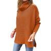 imageANRABESS Womens Oversized Turtleneck Batwing Sleeve Spilt Casual Loose Knit Tunic Pullover Sweater Tops 2025 Fall OutfitsOrange